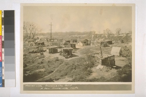 Hooverville, Sacramento, California. A few Hooverville roofs