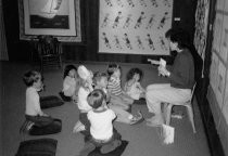 Storytime in the library gallery, 1985