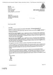 [Letter from Ken Ojo to Nigel Espin regarding request for cigarette analysis and customer information]