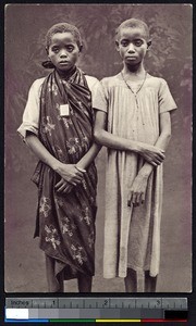 Two young Christian girls, Gabon, ca.1900-1930