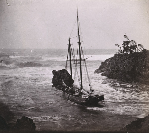1196. A Gale at Mendocino.--Schooner Mendocino going ashore