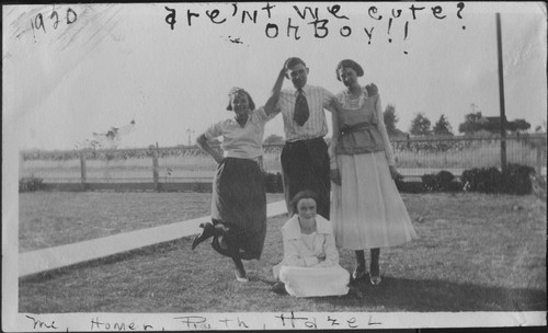 Ruth with three friends, Homer, Ruth, Hazel seated