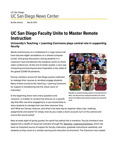 UC San Diego Faculty Unite to Master Remote Instruction