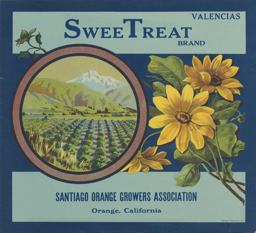 Crate label, SweeTreat Brand, Orange, California, 1920s