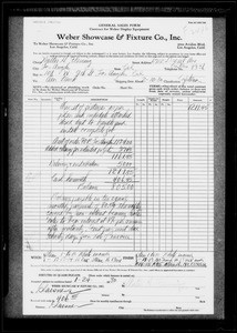Copy of invoice of Weber Showcase & Fixture Co. to Walter H. Fleming, Southern California, 1931