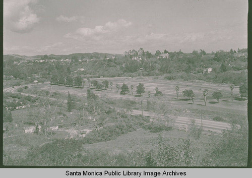 Looking down on where Paul Revere Jr. High School was and east toward Brentwood in Santa Monica Canyon