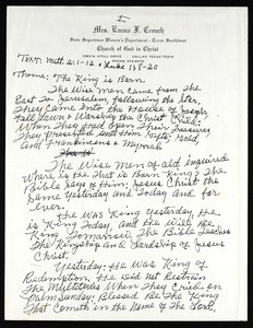 "The King is born", notes for a sermon