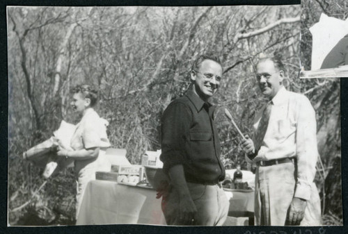 Photograph of Dr. Morse Little at a Manzanar hospital staff picnic