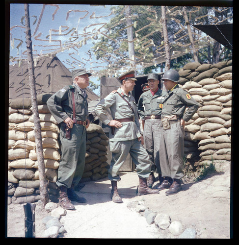 General O'Daniel and Earl Alexander talking with South Korean officers