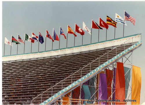 Nations' flags over Velodrome stands