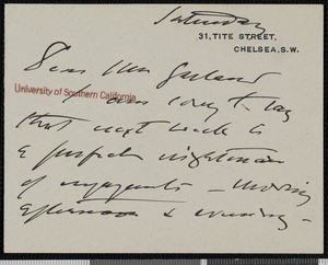 John Singer Sargent, letter, 1923-06-21, to Hamlin Garland