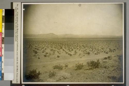 A fine picture of the Mojave desert in California, over which the 20 Mule Team made regular trips from the mine to the railroad