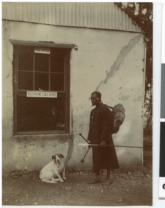 Zulu mailman in front of the post office, Hermannsburg, South Africa, 1913