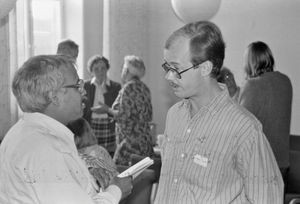 DSM Annual Meeting in Haslev,1989. Kamalesh Biswas (lft.) and Per Søndergaard. - (Lilly and Kam