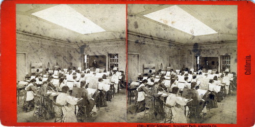 Eadweard Muybridge stereoscopic photograph of art class