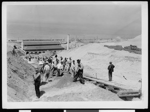Excavation of a sand hill near the site of the Hyperion Sewage Treatment Plant in Los Angeles, June 4, 1936
