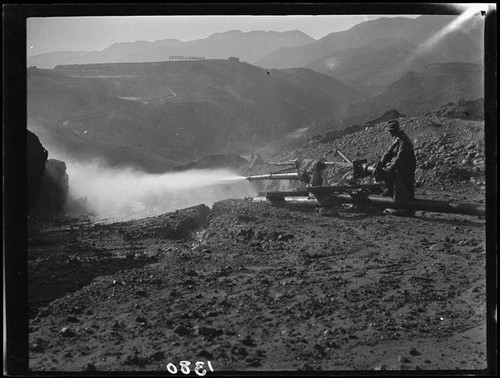 Hydraulic mining, Pacific Palisades, 1929