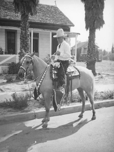 Man on a palomino horse