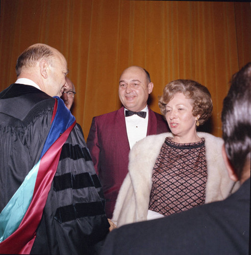 M. Norvel Young mingling at Pepperdine's Birth of a College dinner, 1970