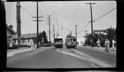 Los Angeles Transit Lines streetcars and servicemen