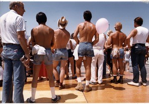 Onlookers at the Los Angeles gay pride parade