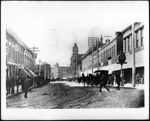 View of Spring Street looking south from Temple Avenue, 1892-1896