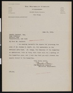 John Franklin Brown, letter, 1920-01-23, to Hamlin Garland