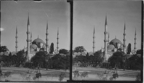 Mosque of Seven Minarets, Constantinople. Only one of Constantinople’s temples with six minarets mosque of Ahmed I