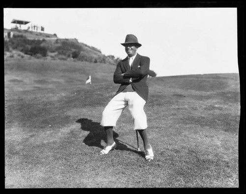 Douglas Fairbanks on golf course at Riviera Country Club, Santa Monica Canyon