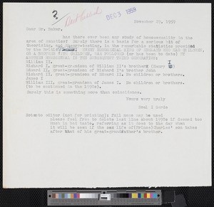 Blanche M. Baker, letters (1959)