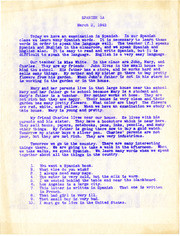 1943 Class Exam for Spanish 1A, Manzanar High School