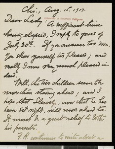 Henry Blake Fuller, letter, 1917-08-15, to Hamlin Garland