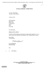 [Letter from PRG Redshaw to Lisa Holmes regarding the enclosed sample cigarettes sent to him under customs seal 126974B]