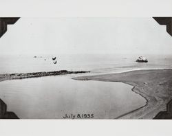 Destruction of the jetty at the mouth of the Russian River at Jenner, California, July 8, 1935