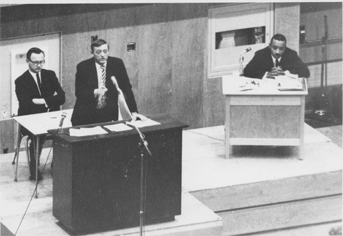 William F. Buckley Jr. and Louis Lomax debate at San Fernando Valley State College (now CSUN), December 10, 1965