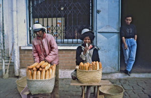 Mission at the bottom - City Mission in Madagascar. Street vendors. Photo 1997