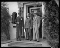 Beverly Hills Chief of Police Charles C. Blair, District Attorney Buron Fitts, and Gettle family lawyer Ernest E. Noon, Beverly Hills, 1934