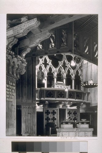 First Church of Christ, Scientist, Berkeley: [interior, view of pulpit and organ loft]