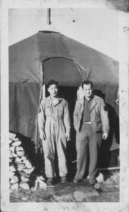 Two sargeants in front of tent