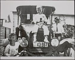 Charles A. Hickey and the Torliatt boys, 111 Post Street, Petaluma, California, about 1925