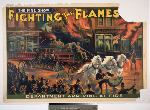 The fire show fighting the flames : department arriving at fire
