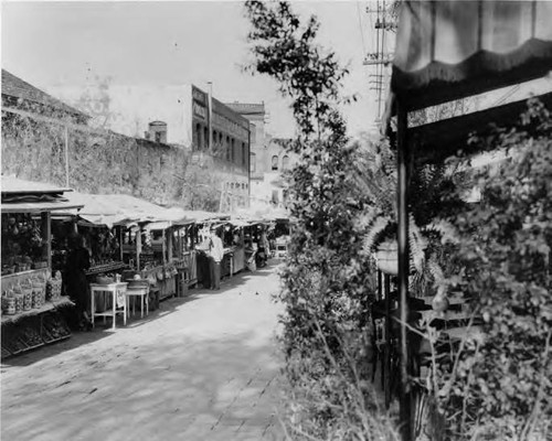 Photograph of the booths along Olvera Street