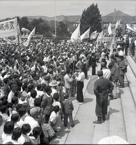 Political rally in front of the capitol building in Seoul