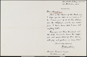 Wallace Rice, letter, 1910-12-26, to Hamlin Garland