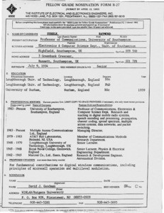 Raymond Steele, IEEE 1995 Confidential Fellow Grade Reference Form B-29, by Andrew J. Viterbi, March 31, 1995