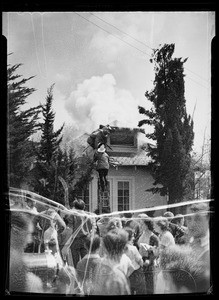 House on fire, Southern California, 1936