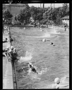 Opening of 1931 summer season, pool at North Broadway, Southern California, 1931