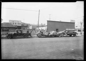 Truck and tractor wreck, Los Angeles, CA, 1931
