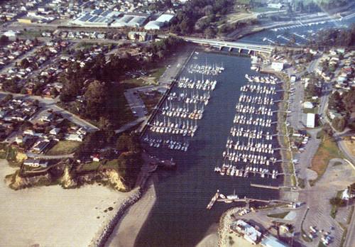 Aerial view of the Santa Cruz Yacht Harbor