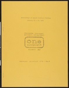 ONE, Inc. annual report (1964)